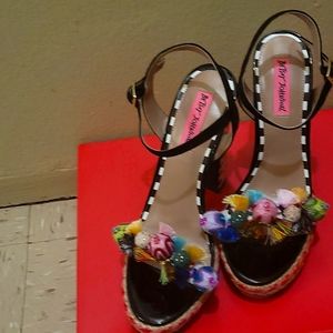 Betsey Johnson Womens Embellished Polka Dot Block Heels